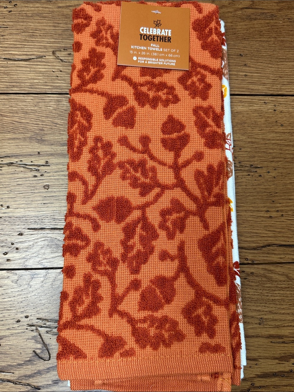 Celebrate Orange Fall Kitchen Towels - Pumpkin & Squirrel Design (2-Pack)